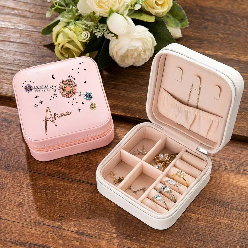 Custom Floral Zodiac Constellation Jewelry Box