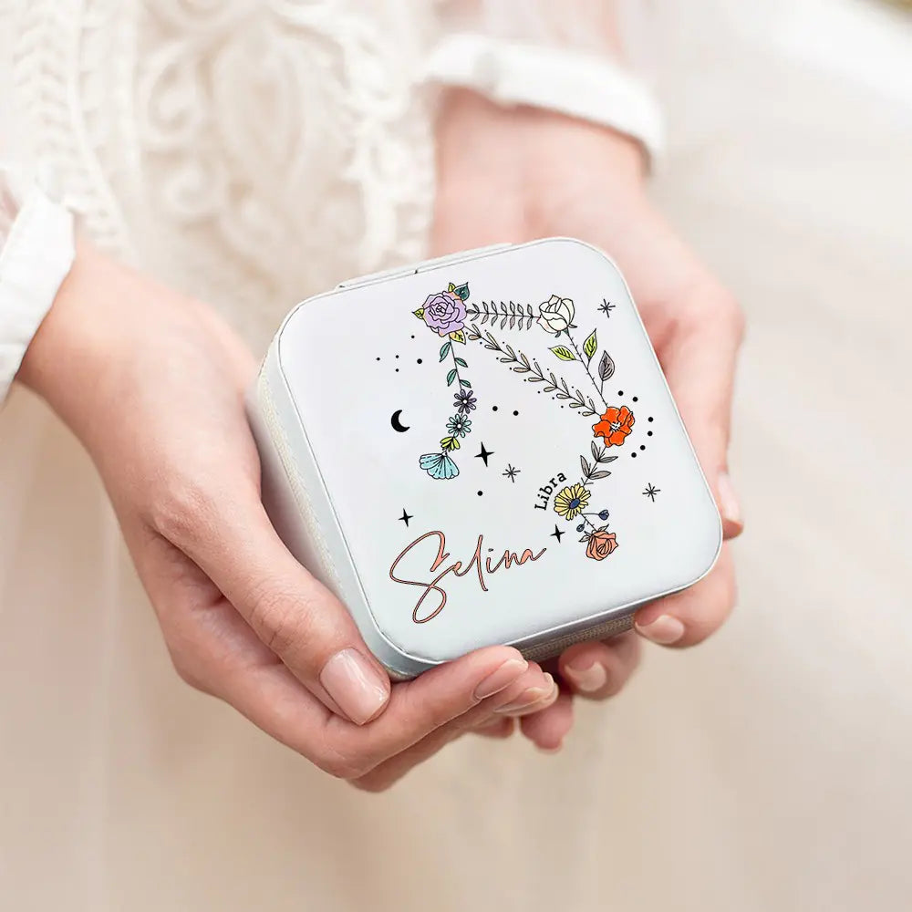 Custom Floral Zodiac Constellation Jewelry Box
