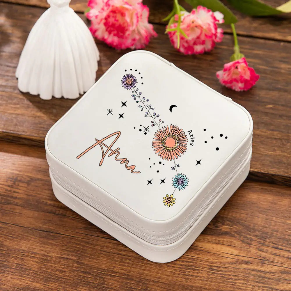Custom Floral Zodiac Constellation Jewelry Box