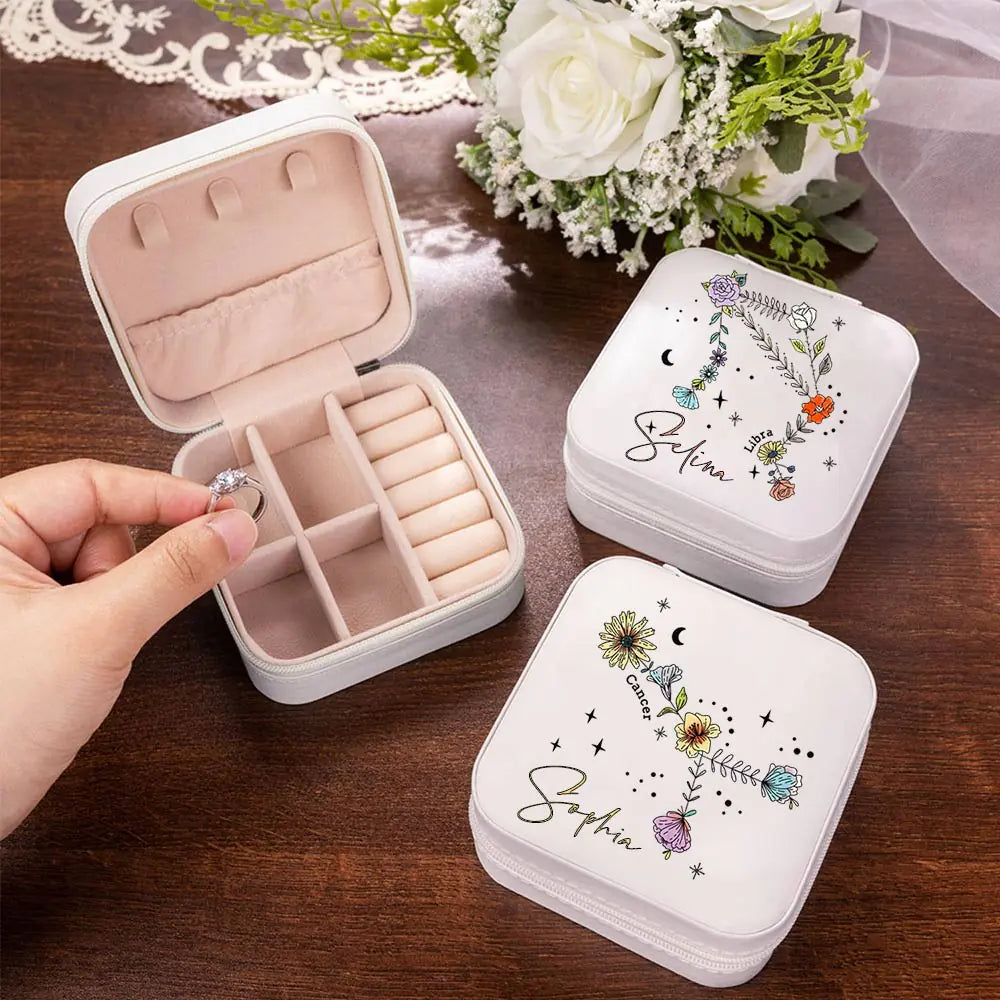 Custom Floral Zodiac Constellation Jewelry Box