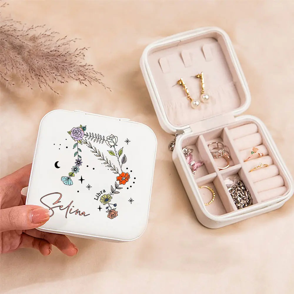 Custom Floral Zodiac Constellation Jewelry Box