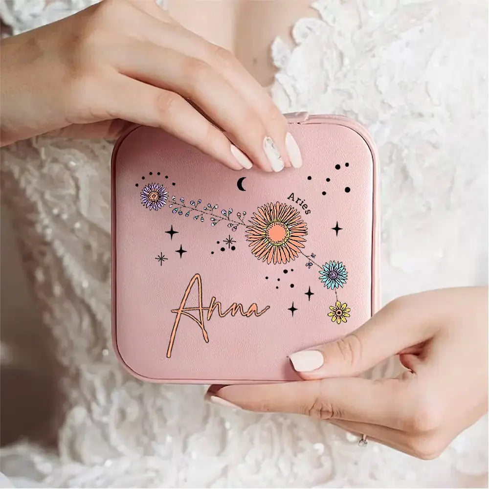 Custom Floral Zodiac Constellation Jewelry Box