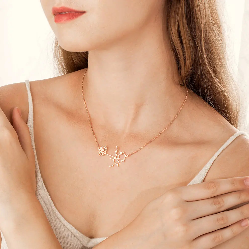 Floral Zodiac Constellation Necklace