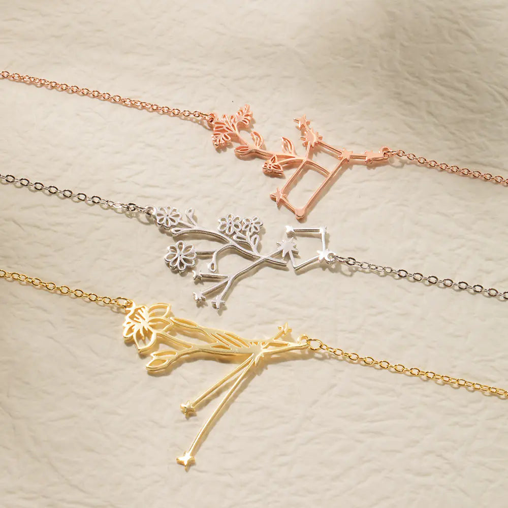 Floral Zodiac Constellation Necklace
