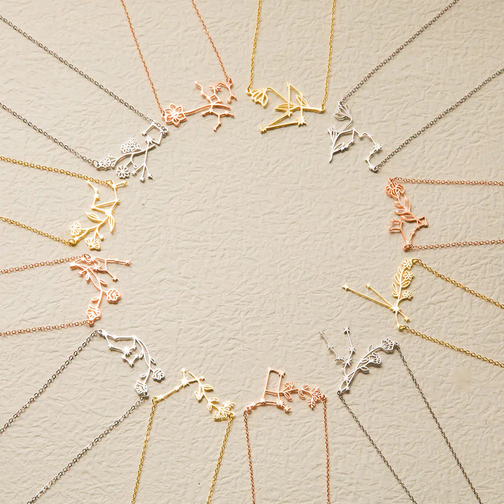 Floral Zodiac Constellation Necklace