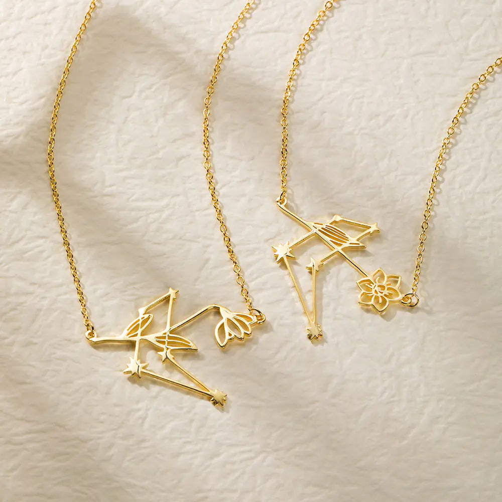 Floral Zodiac Constellation Necklace