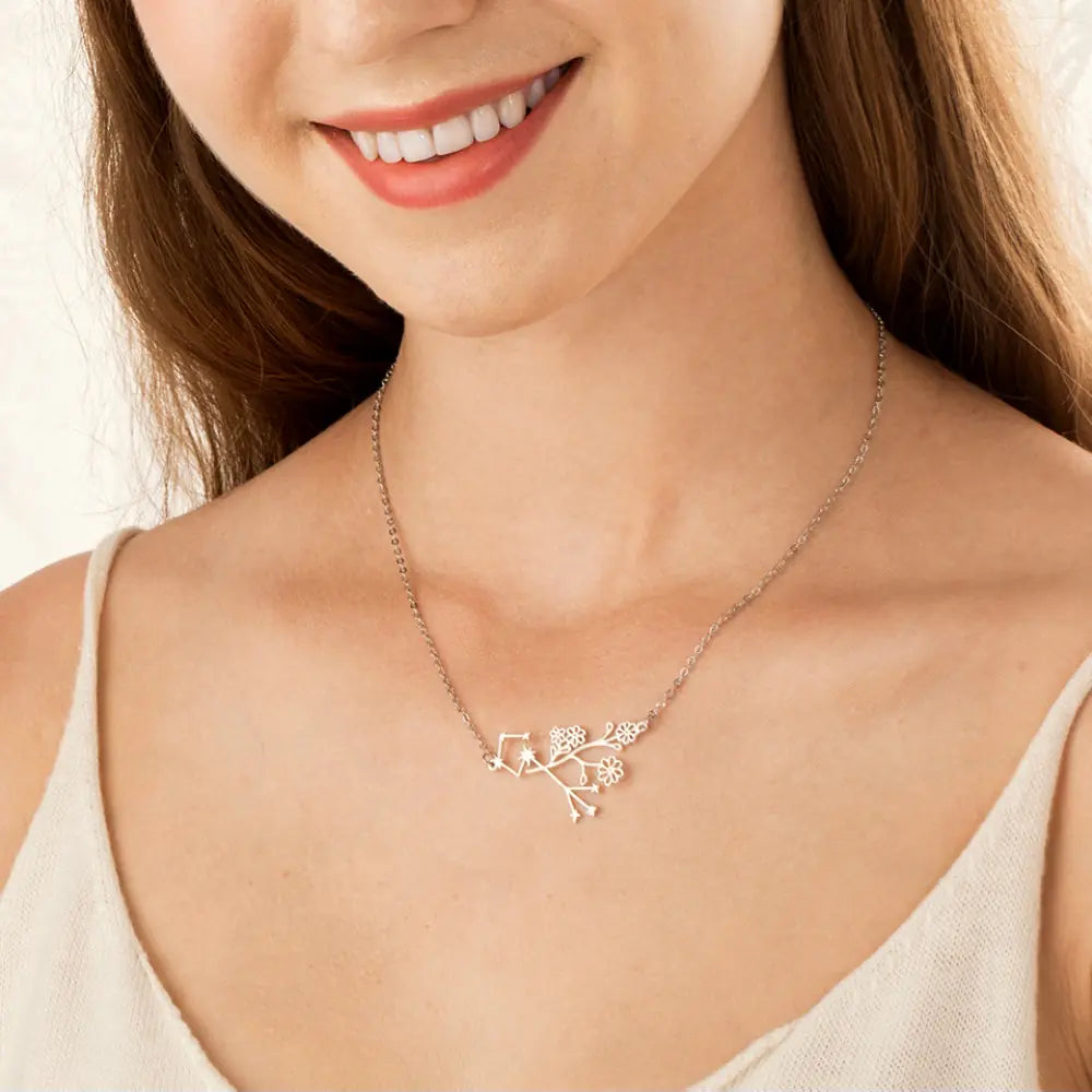 Floral Zodiac Constellation Necklace