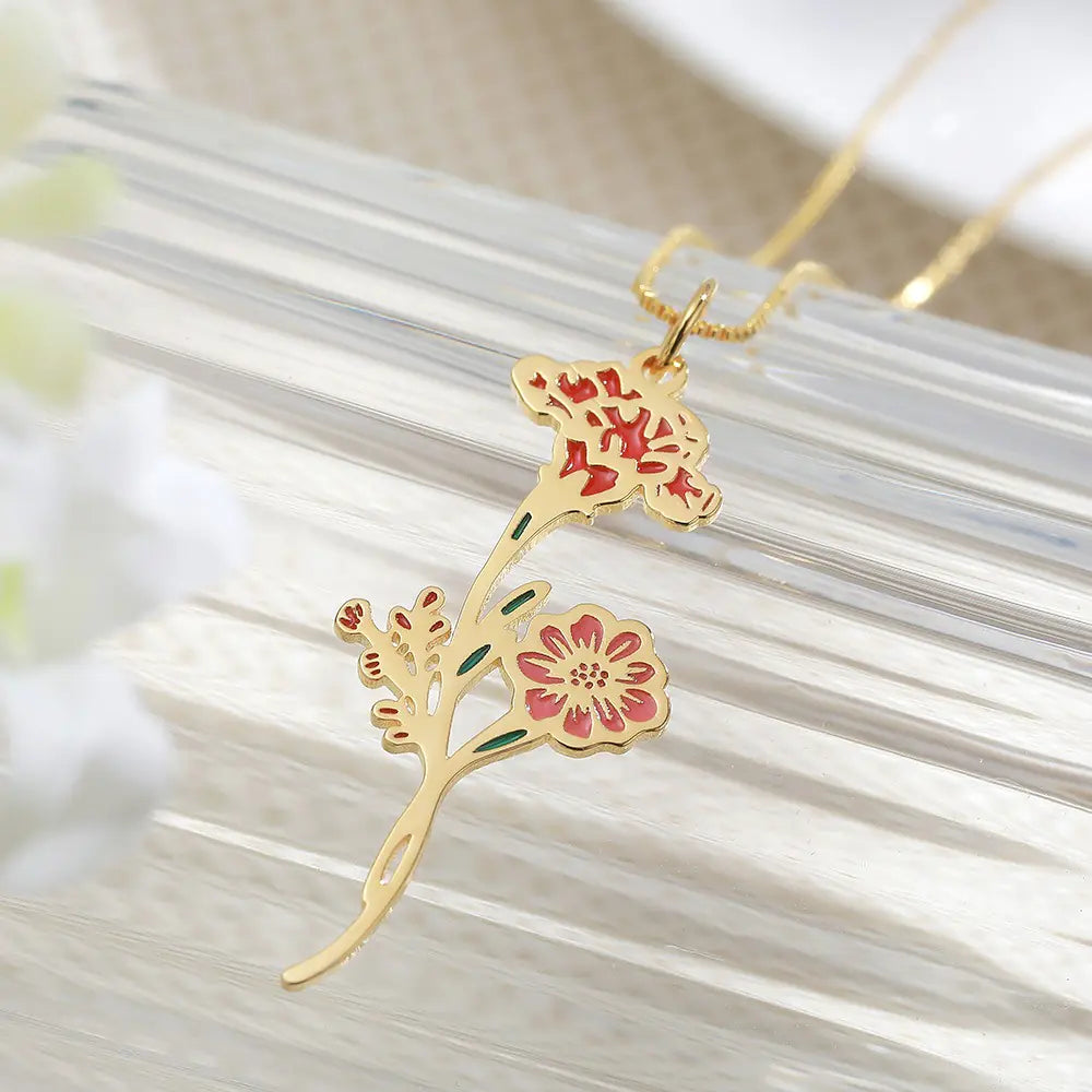 Birth Flower Bouquet Necklace