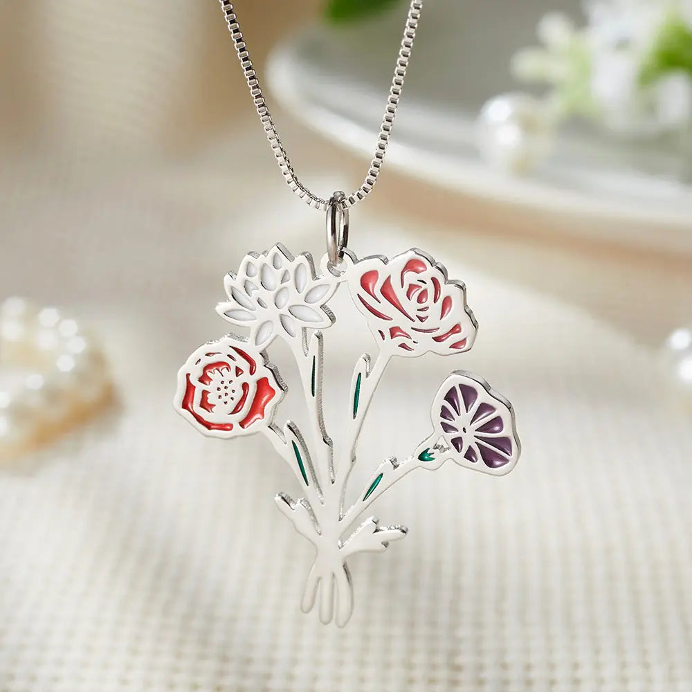 Birth Flower Bouquet Necklace