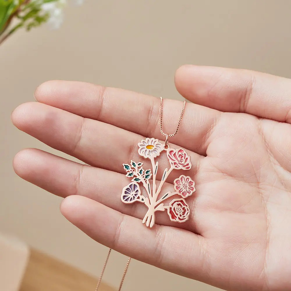 Birth Flower Bouquet Necklace