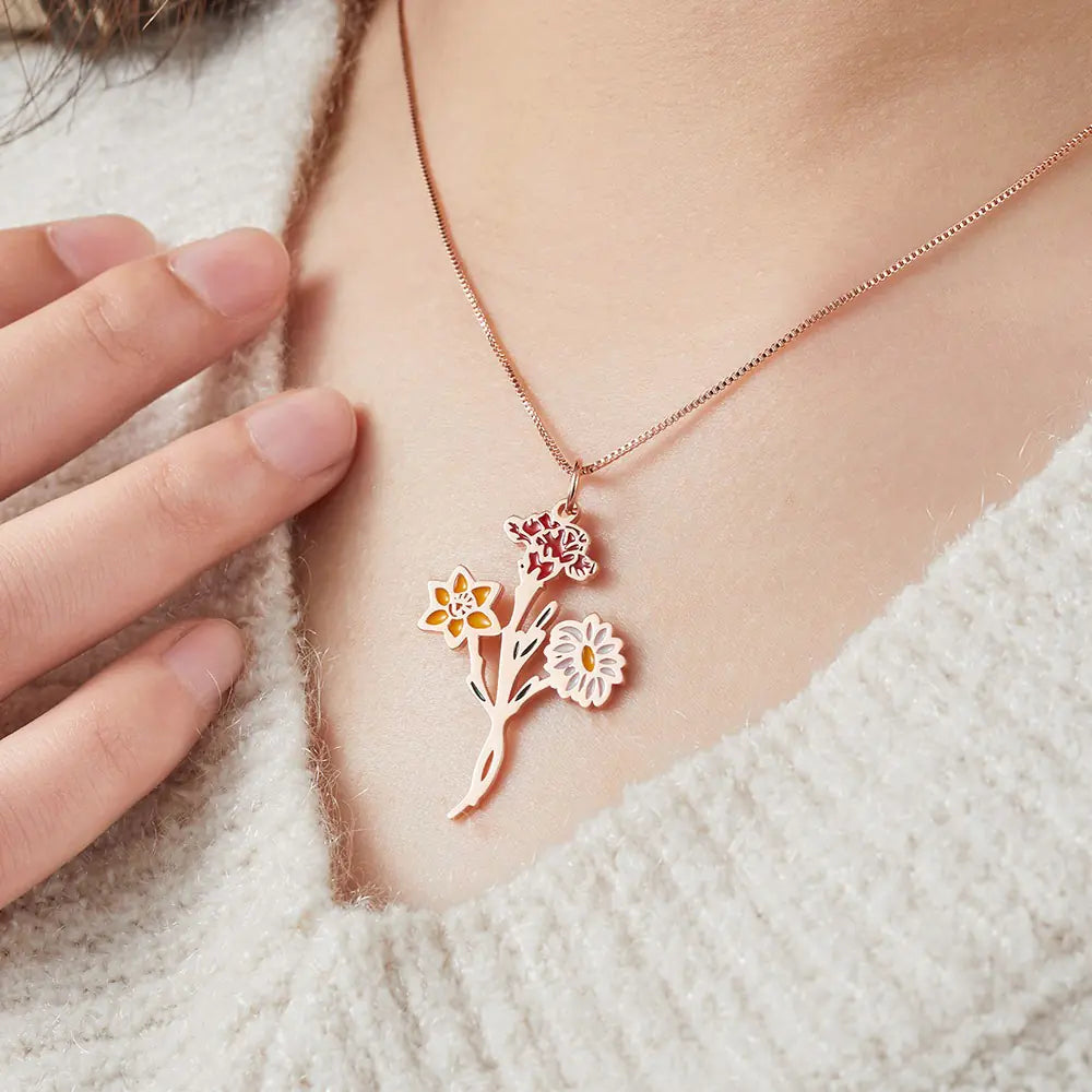 Birth Flower Bouquet Necklace