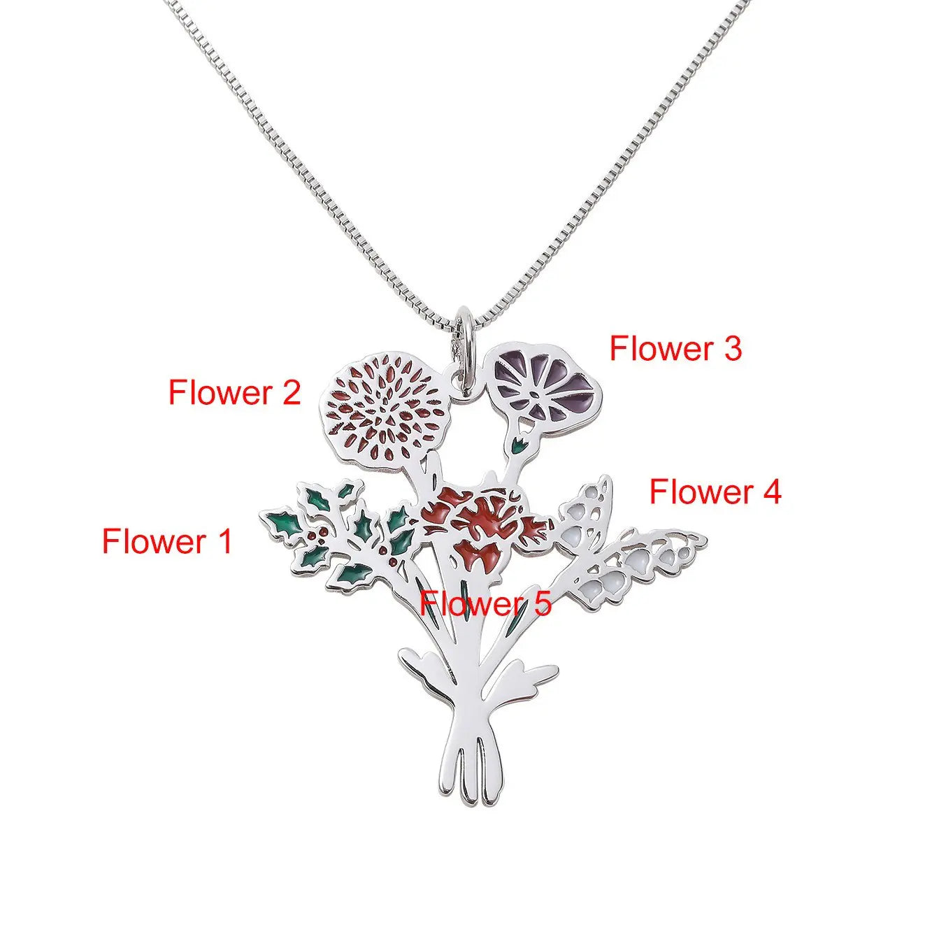 Birth Flower Bouquet Necklace