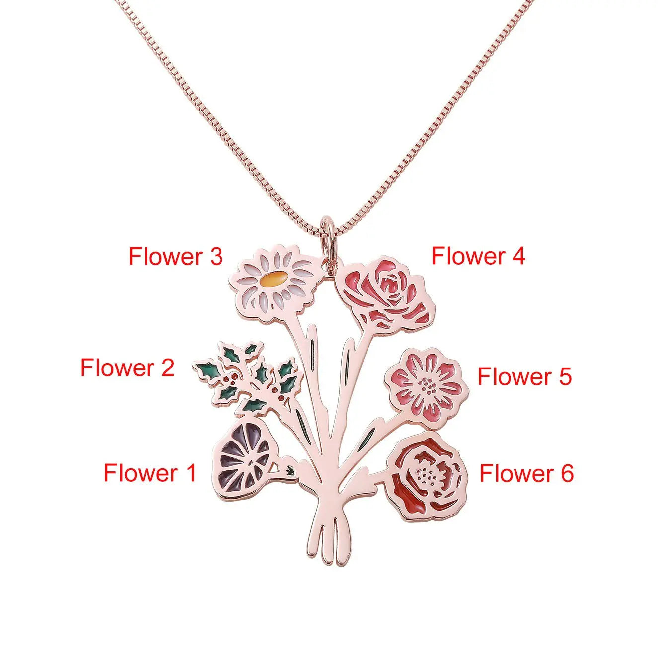 Birth Flower Bouquet Necklace