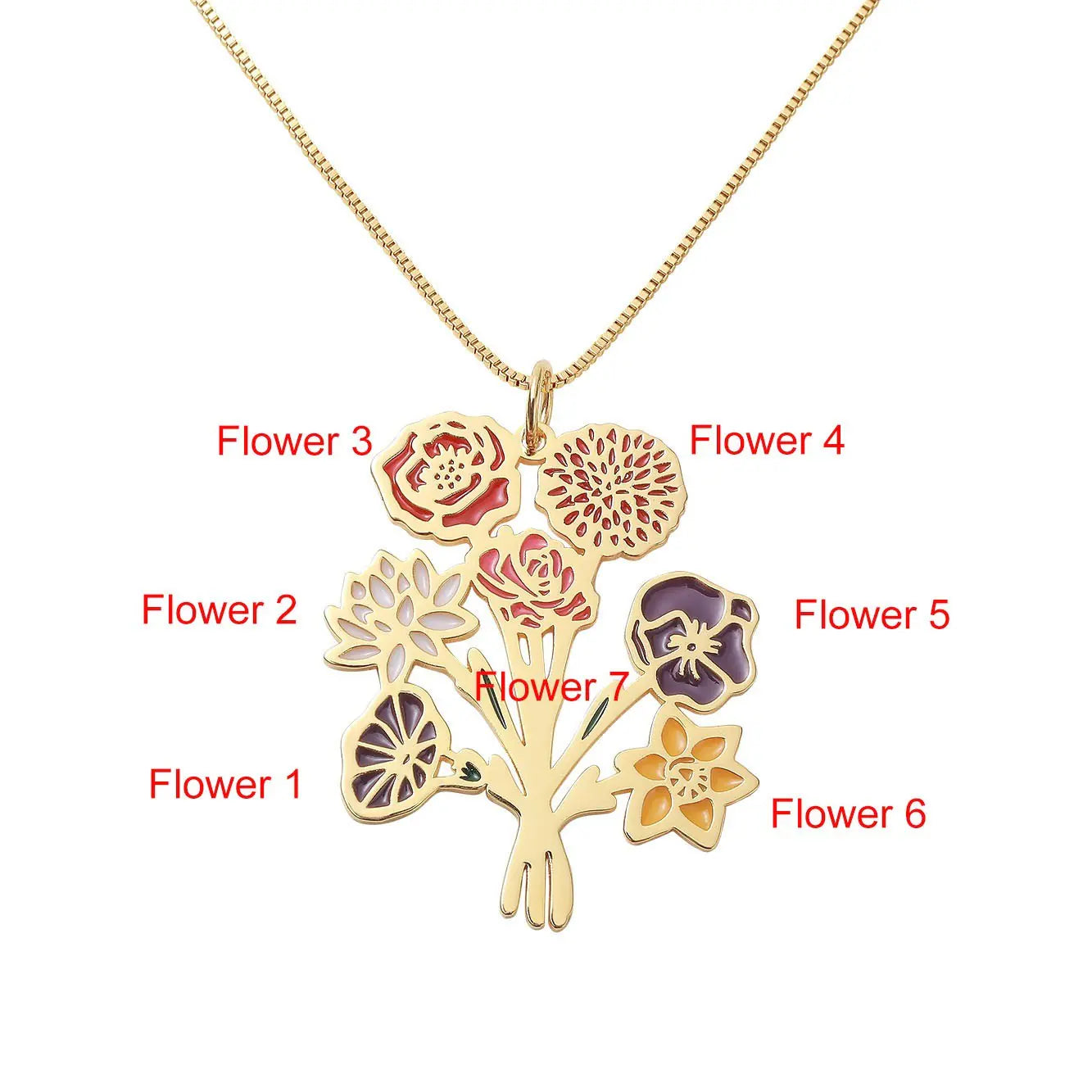 Birth Flower Bouquet Necklace