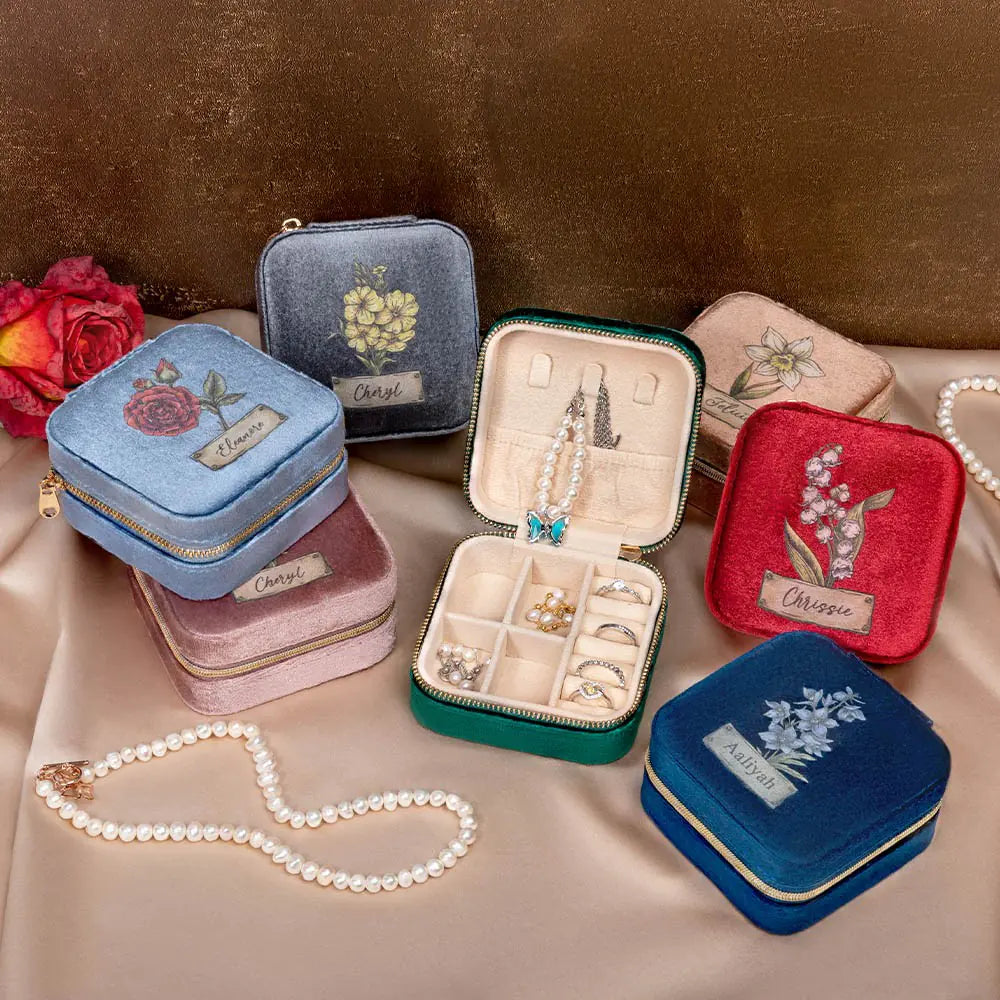 Custom Birth Flower Jewelry Box