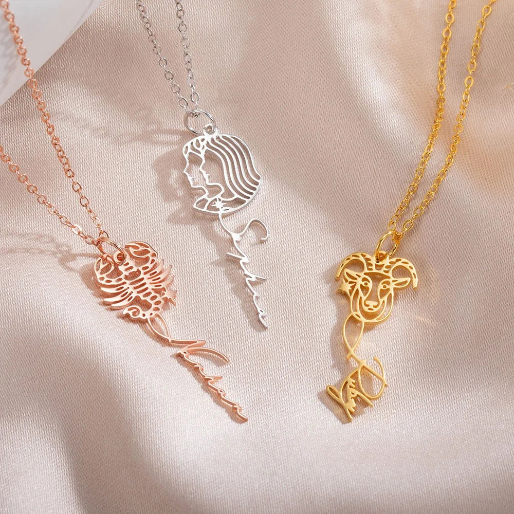 Zodiac Sign Name Necklace