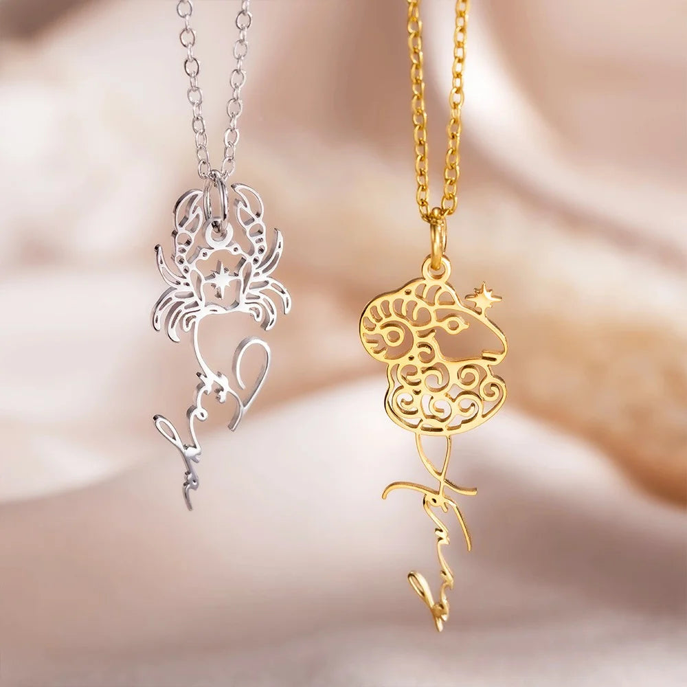 Zodiac Sign Name Necklace