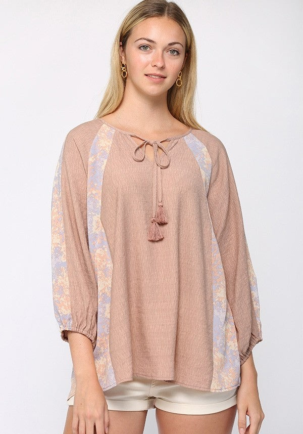 Tassel Tie Raglan Sleeve Top