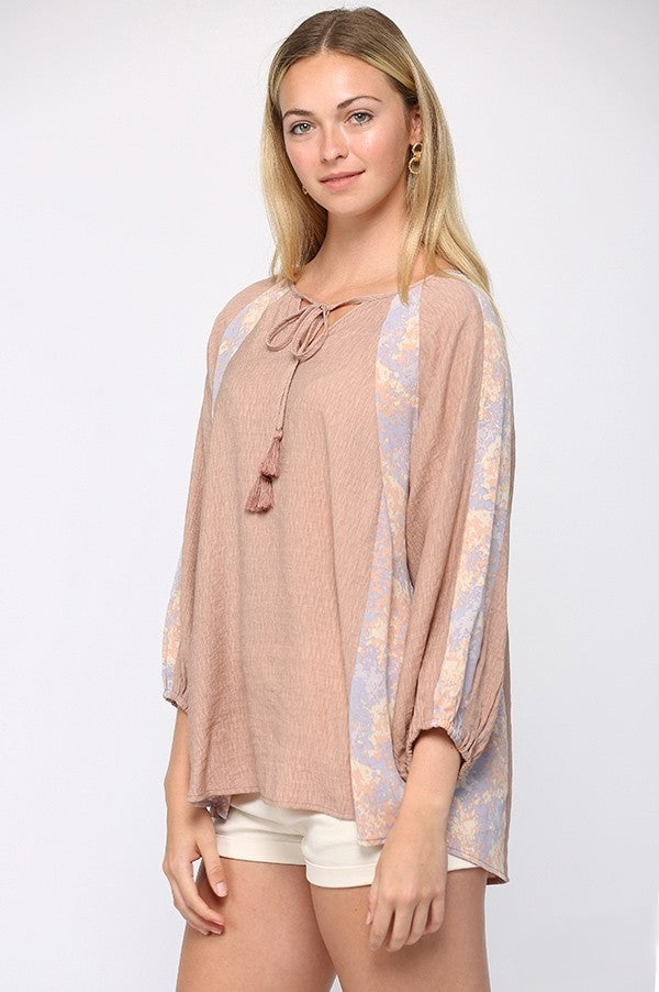 Tassel Tie Raglan Sleeve Top