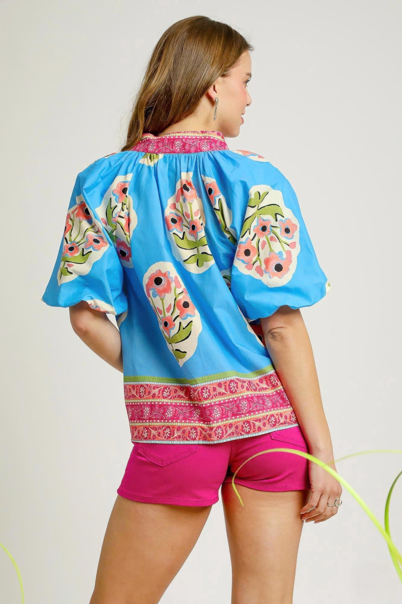 Fluorescent Boho Floral Blouse