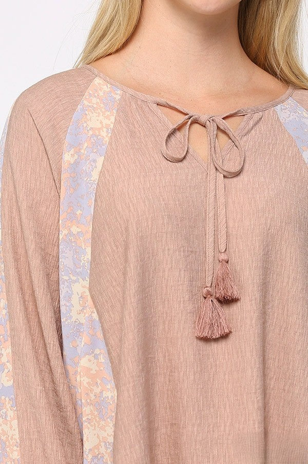 Tassel Tie Raglan Sleeve Top